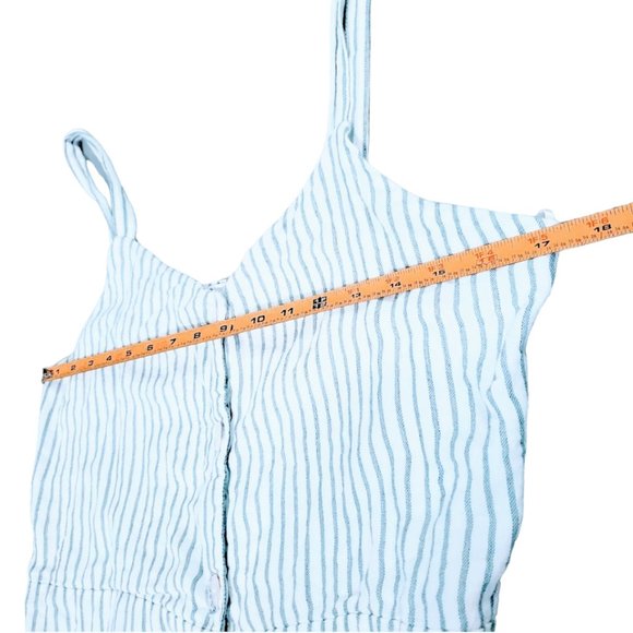 ZARA TRAFALUC Mini Dress, Blue White Striped 100% Cotton Lace Casual Boho, M - Picture 11 of 14